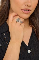 Silver Tone Adjustable Flower Ring | Yours Clothing 1