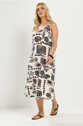 YOURS Plus Size Ivory White Abstract Throw On Dress |  Yours Clothing 1