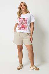 YOURS Plus Size Natural Brown Jogger Shorts | Yours Clothing 1