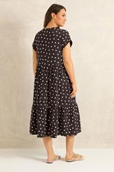 EVANS Plus Size Chocolate Brown Cotton Spot Dress | Evans 2