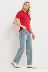 LTS Tall Women's Red Knitted Polo Top | Long Tall Sally 2