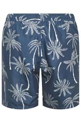 BadRhino Big & Tall Navy Blue Palm Tree Swim Shorts | BadRhino 8