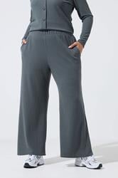 LIMITED COLLECTION Plus Size Grey Crinkle Wide Leg Trousers | Yours Clothing 1