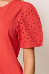 M&Co Orange Broderie Cotton Puff Sleeve Top | M&Co 4