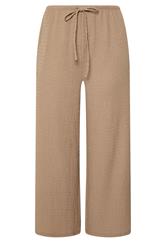 YOURS Plus Size Natural Brown Wide Leg Crinkle Trousers | Yours Clothing 5