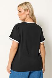 YOURS Plus Size Black Contrast Trim T-Shirt | Yours Clothing 2