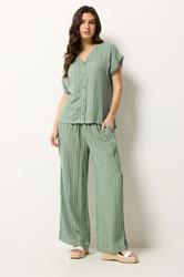 M&Co Green Stripe Print Short Sleeve Blouse | M&Co 5