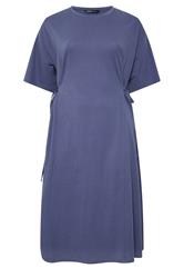 YOURS Curve Blue Front Tie Midi Dress