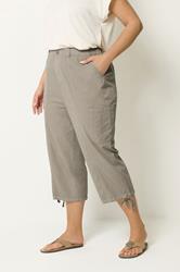 YOURS Plus Size Brown Cropped Cargo Trousers | Yours Clothing 3