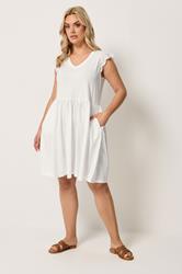 YOURS Plus Size White Broderie Anglaise Peplum Dress | Yours Clothing 1