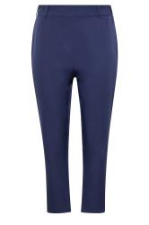 Plus Size Navy Blue Stretch Tapered Trousers
