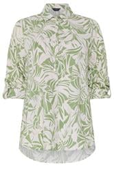 M&Co Khaki Green Leaf Print Tab Sleeve Shirt
