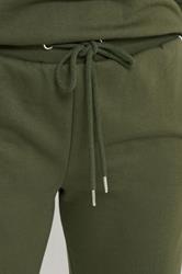 LTS Tall Women's Khaki Green Cotton Pipe Quarter Zip Sweatshirt & Wide Leg Trousers Set 9