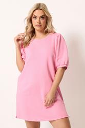 YOURS Plus Size Pink Balloon Sleeve Dress | Yours Clothing 3