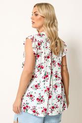 YOURS Plus Size White Floral Sleeveless Pintuck Top| Yours Clothing 2