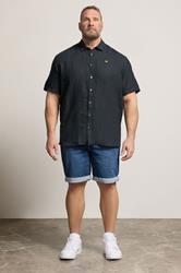 Lyle & Scott Big & Tall Navy Blue Linen Shirt | BadRhino 1