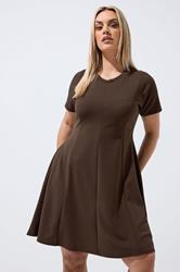 LIMITED COLLECTION Curve Chocolate Brown Skater Dress | Yours Clothing 3
