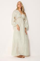 LTS Tall Women's Cream Textured Shirred Detail Maxi Dress | Long Tall Sally 2