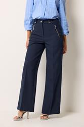 STAR Navy Blue Tailored Wide Leg Trousers | StarByJM 1