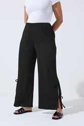 LIMITED COLLECTION Plus Size Black Tie Side Trousers | Yours Clothing 1