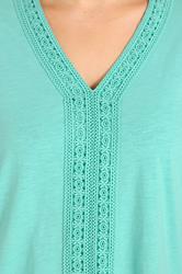 EVANS Plus Size Aqua Blue Cotton Crochet Trim Top | Evans 4