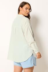 YOURS Plus Size Ivory White Stripe Button Shirt | Yours Clothing 4