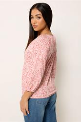 M&Co Petite Pink Floral Button Down Cotton Blouse | M&Co  2