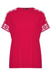 YOURS Curve Red Crochet T-Shirt