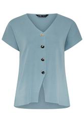 LTS Tall Light Blue Button Knitted Cardigan
