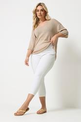 Plus Size White Cropped JENNY Jeggings | Yours Clothing  1