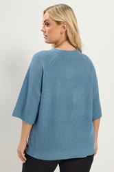 YOURS Plus Size Denim Blue Knitted Jumper | Yours Clothing 4