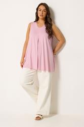 YOURS Plus Size Light Pink Pleat Front Vest Top | Yours Clothing 1