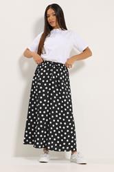 M&Co Petite Black Polka Dot Tie Waist Maxi Skirt | M&Co 3