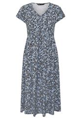 M&Co Petite Black Floral V-Neck Midi Dress | M&Co 5