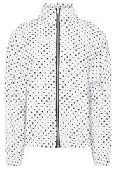 PixieGirl Petite Women's White Polka Dot Textured Funnel Neck Jacket | PixieGirl 6