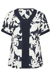 EVANS Curve Navy Blue Floral Jersey Top