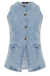 LTS Tall Women's Light Blue Denim Waistcoat | Long Tall Sally  6