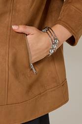 Silver Tone Bead Coil Stretch Bracelet | Yours Clothing 1