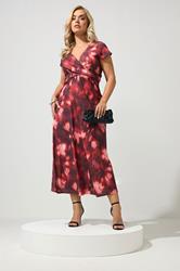 YOURS LONDON Plus Size Red Abstract Print Twist Front Dress | Yours Clothing 1