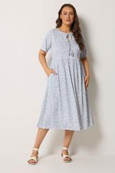 YOURS Plus Size Ivory White Ditsy Throw On Dress | Yours Clothing 1