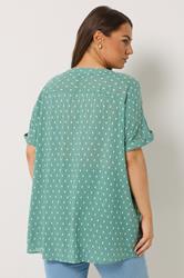 YOURS Plus Size Sage Green Dobby Notch Neck Blouse | Yours Clothing 2