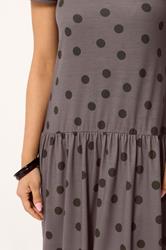 PixieGirl Petite Women's Chocolate Brown Polka Dot Drop Waist Maxi Dress | PixieGirl 5