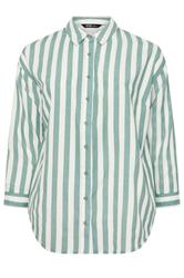 YOURS Curve Light Green Stripe Linen Shirt