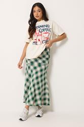 PixieGirl Petite Women's Dark Green Blurred Check Maxi Skirt | PixieGirl 2