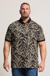 D555 Big & Tall Black Jacquard Print Polo Shirt | BadRhino 3