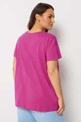 YOURS Plus Size Pink Flower Graphic T-Shirt | Yours Clothing 2