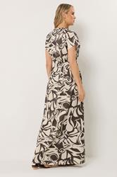LTS Tall Women's Chocolate Brown Abstract Shirred Waist Cotton Maxi Dress | Long Tall Sally 2