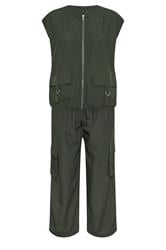 PixieGirl Petite Women's Set Khaki Green Cotton Cargo Gilet & Wide Leg Trousers | PixieGirl 8