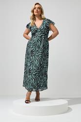 YOURS LONDON Plus Size Chocolate Brown & Mint Green Zebra Dress | Yours Clothing 3