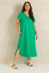 EVANS Plus Size Green Premium Cotton Dress | Evans 3